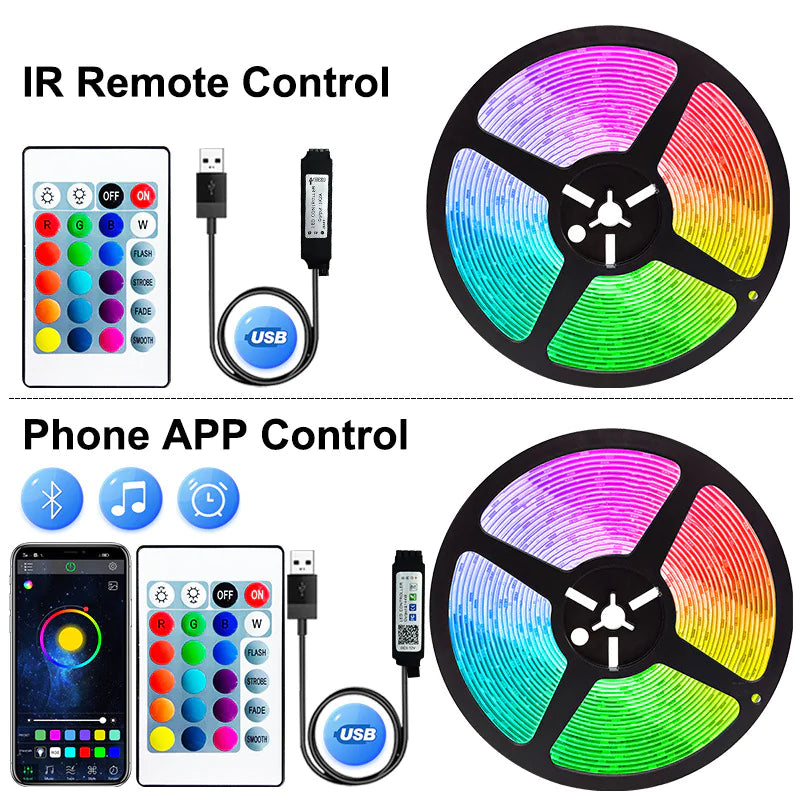 5050 RGB LED Strip Lights – Bluetooth/App Control, Multi-Length Options